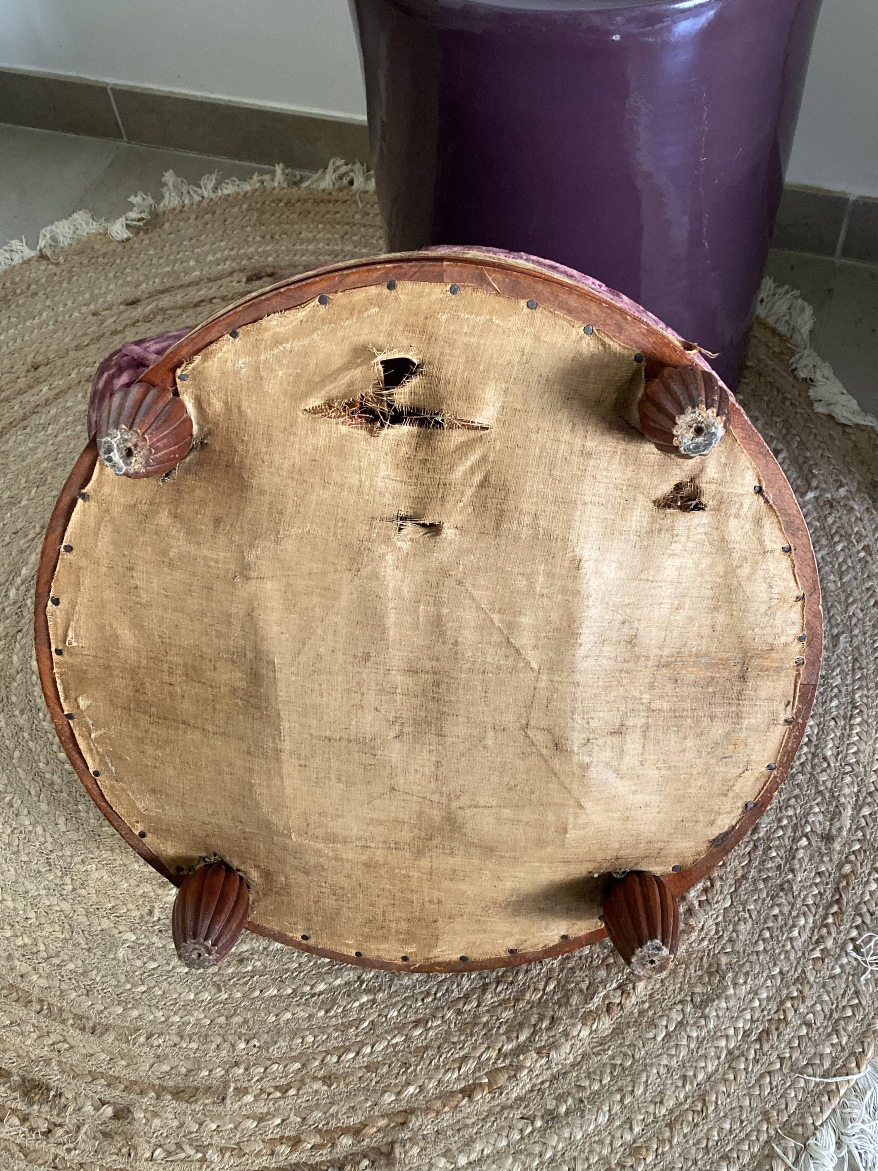 Velvet round ottoman