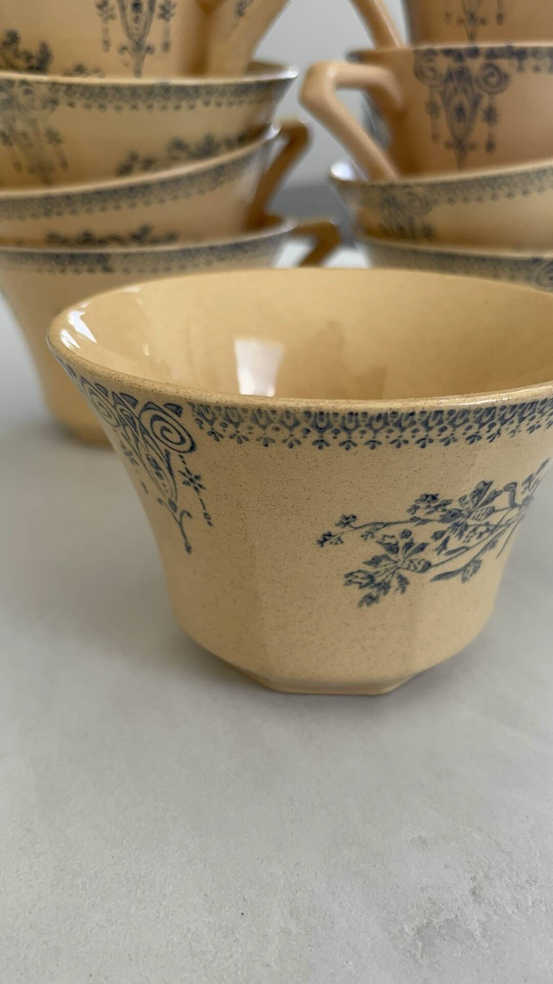 Iron earth tea cup St Amand - antique French earthenware with patina