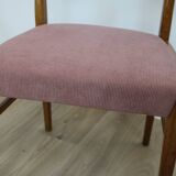 Chaise teck vintage velour rose danemark