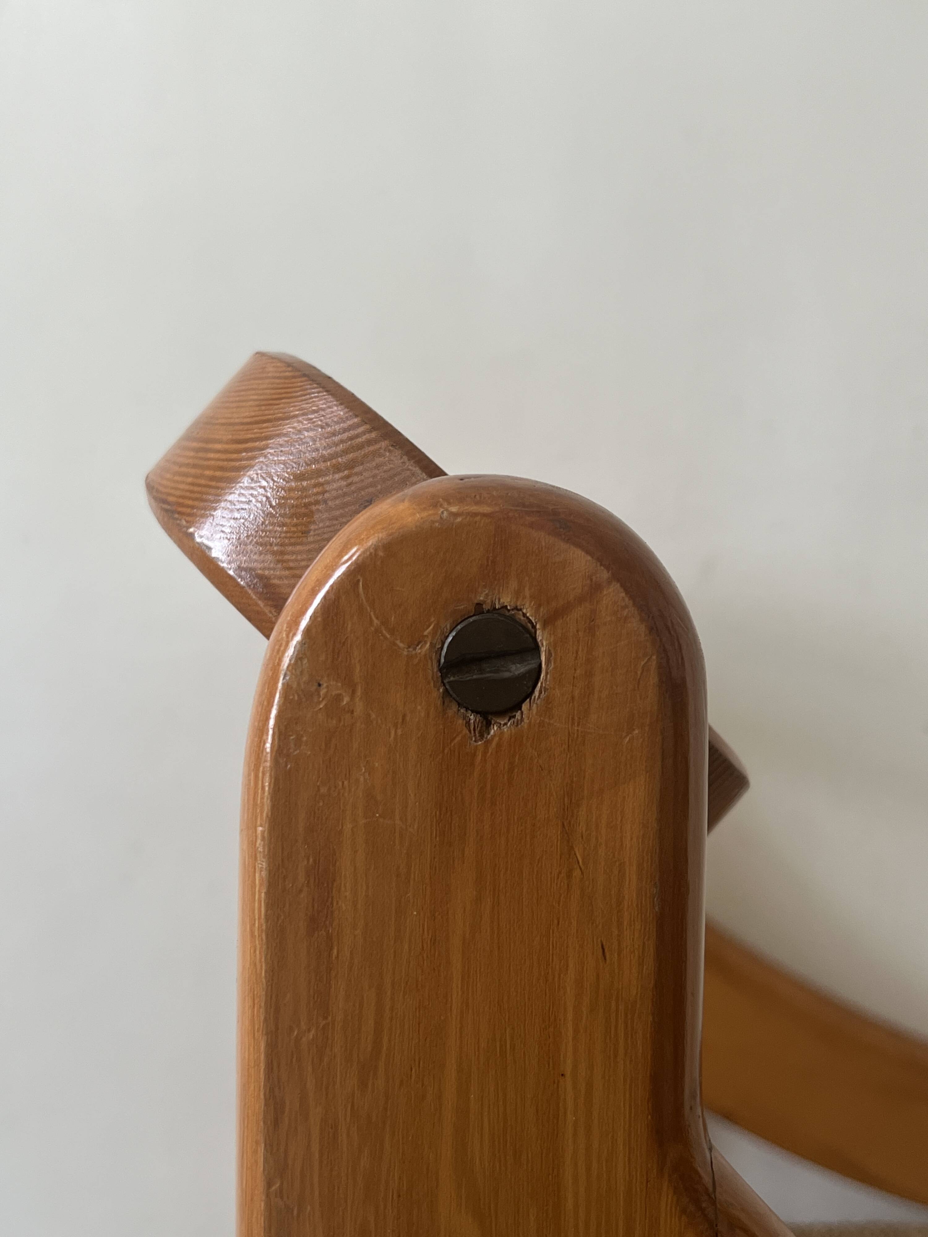Chaise scandinave vintage en orme et corde tressée, design 1950