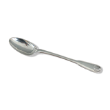 Stew spoon in solid silver 18th century shell model with coat of arms and Farmers General hallmarks