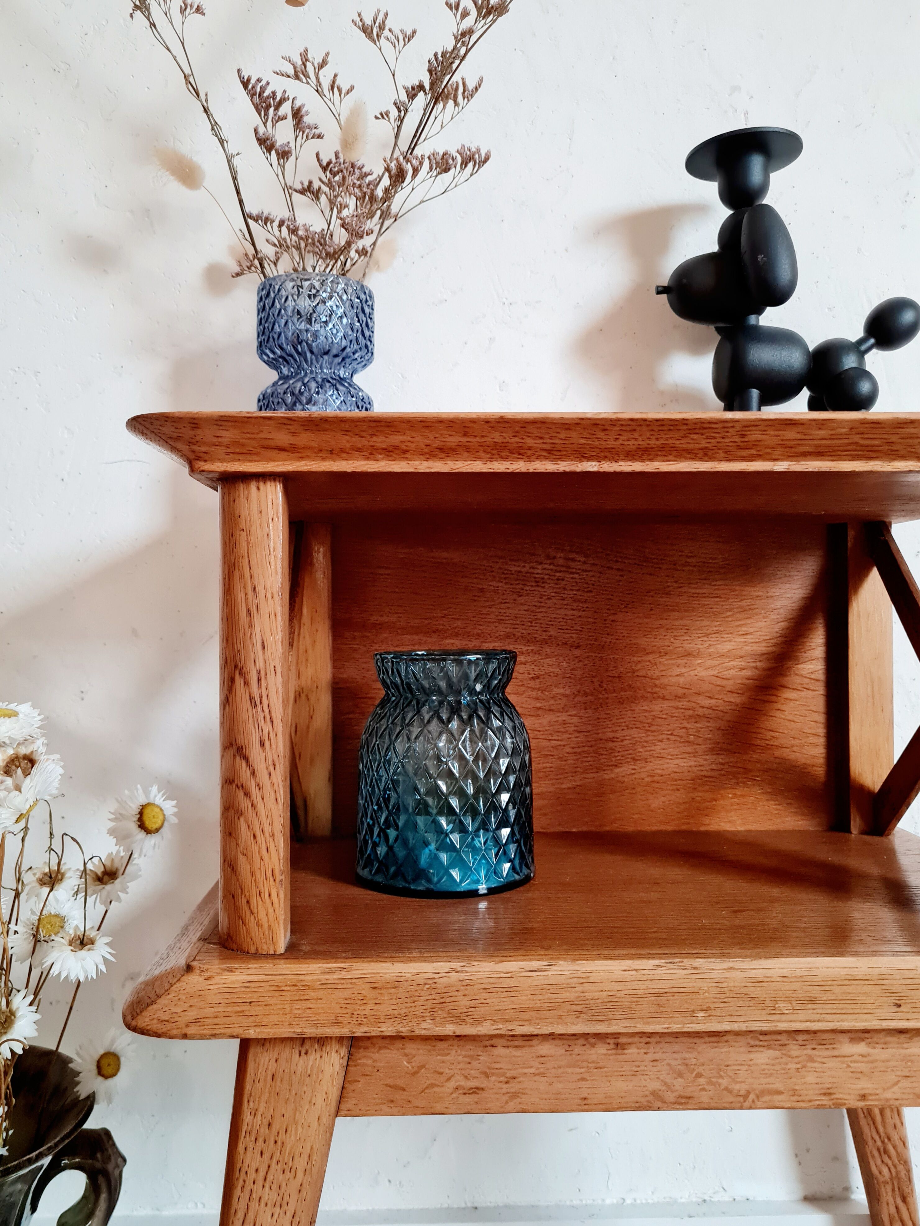 Oak bedside feet compass 50s