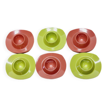 6 vintage plastic egg cups 1960s Schumm Plastic Style new in box