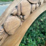 Art Deco mirror in carved arch renovated in solid raw oak wood
