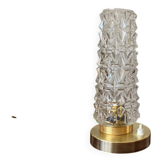 Lampe de table bureau chevet vintage tulipe verre ancien et pied en laiton