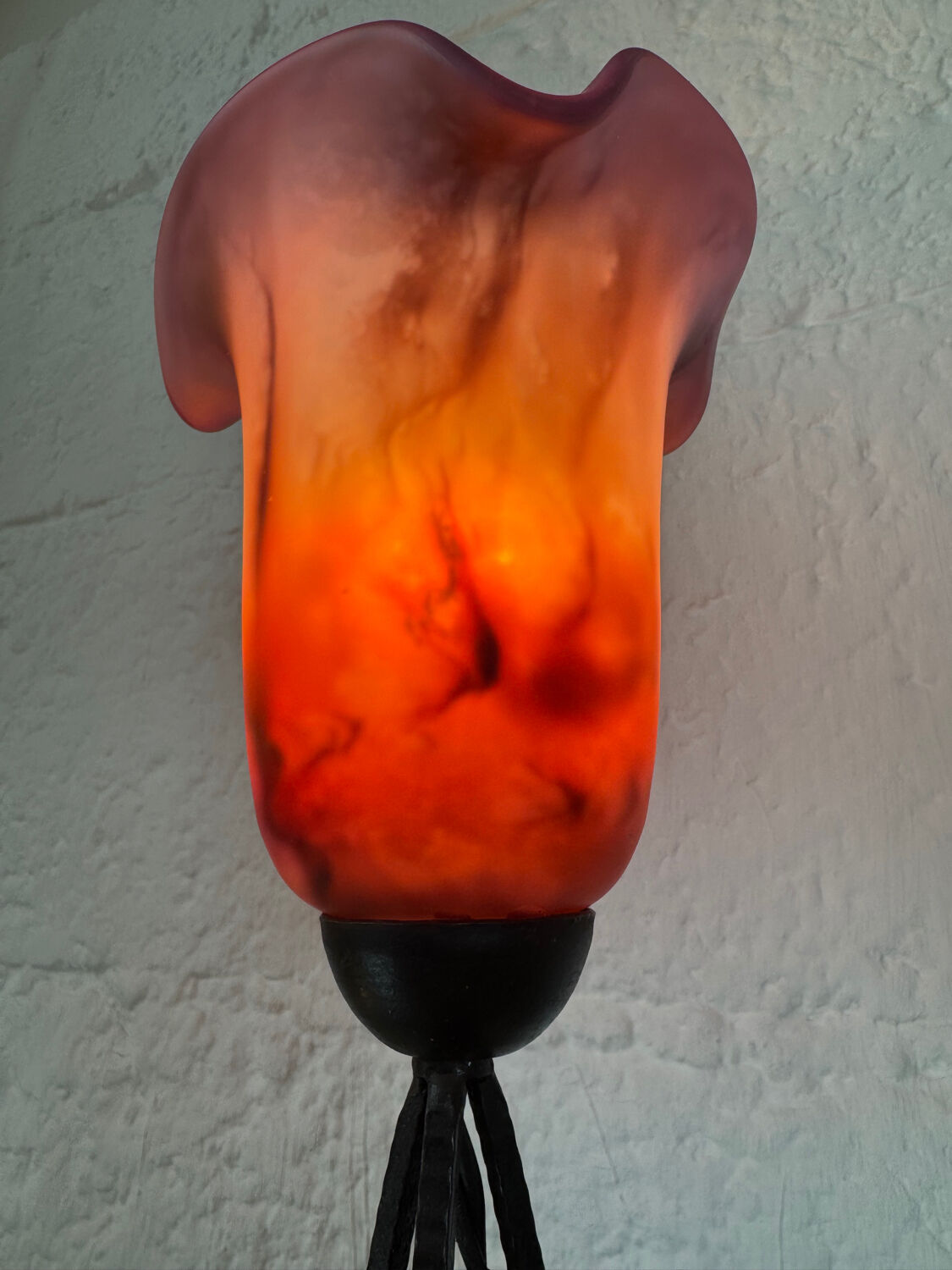 Lampe fer forgé tulipe Art Déco