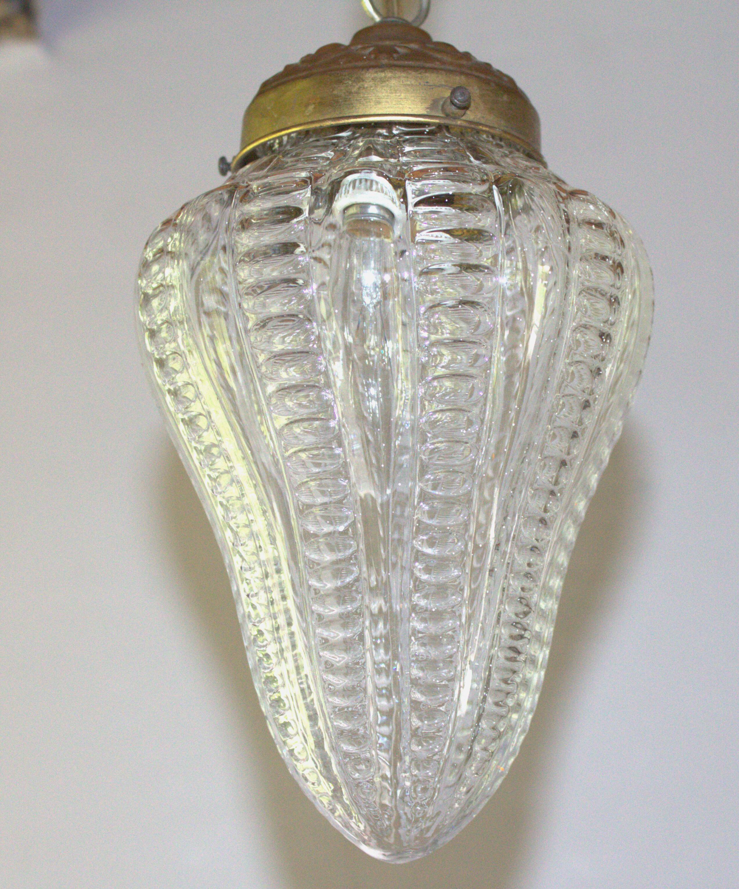 Antique Victorian pendant lamp bobeche glass copper chain suspension