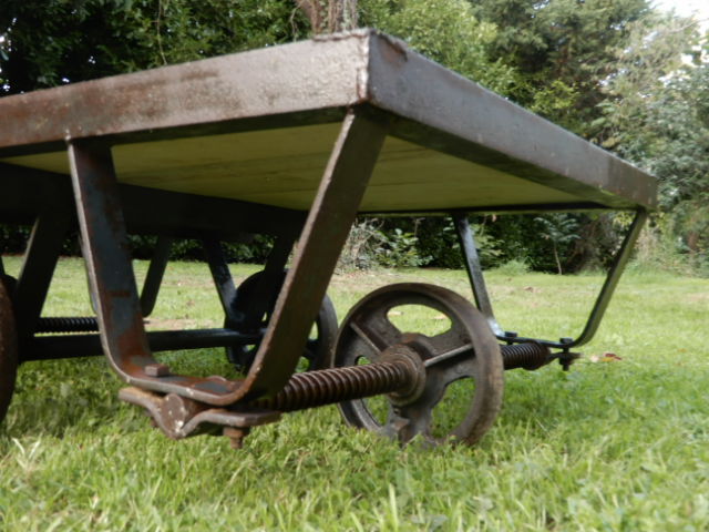 Vintage industrial coffee table antique marble trolley