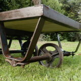 Table basse industrielle vintage chariot de marbrier ancien
