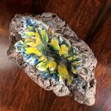 Brutalist vintage enameled volcanic lava trinket dish