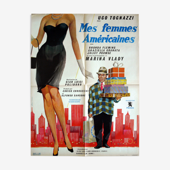 Affiche cinéma originale " Mes femmes Américaines" Ugo Tognazzi