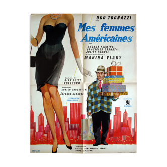 Affiche cinéma originale " Mes femmes Américaines" Ugo Tognazzi
