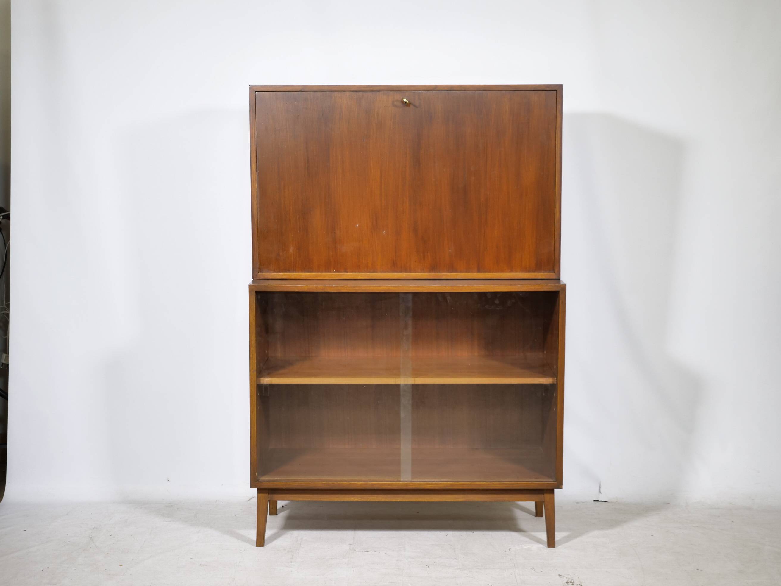 Mid Century Secretary Display Cabinet Highboard in Teak, 1960s