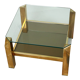 Table d'appoint table basse plaqué or 23 carats verre belgochrom seventies 60cm