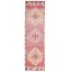 Vintage Turkish Hand-Knotted Wool Cotton Pink Runner Rug 96x365