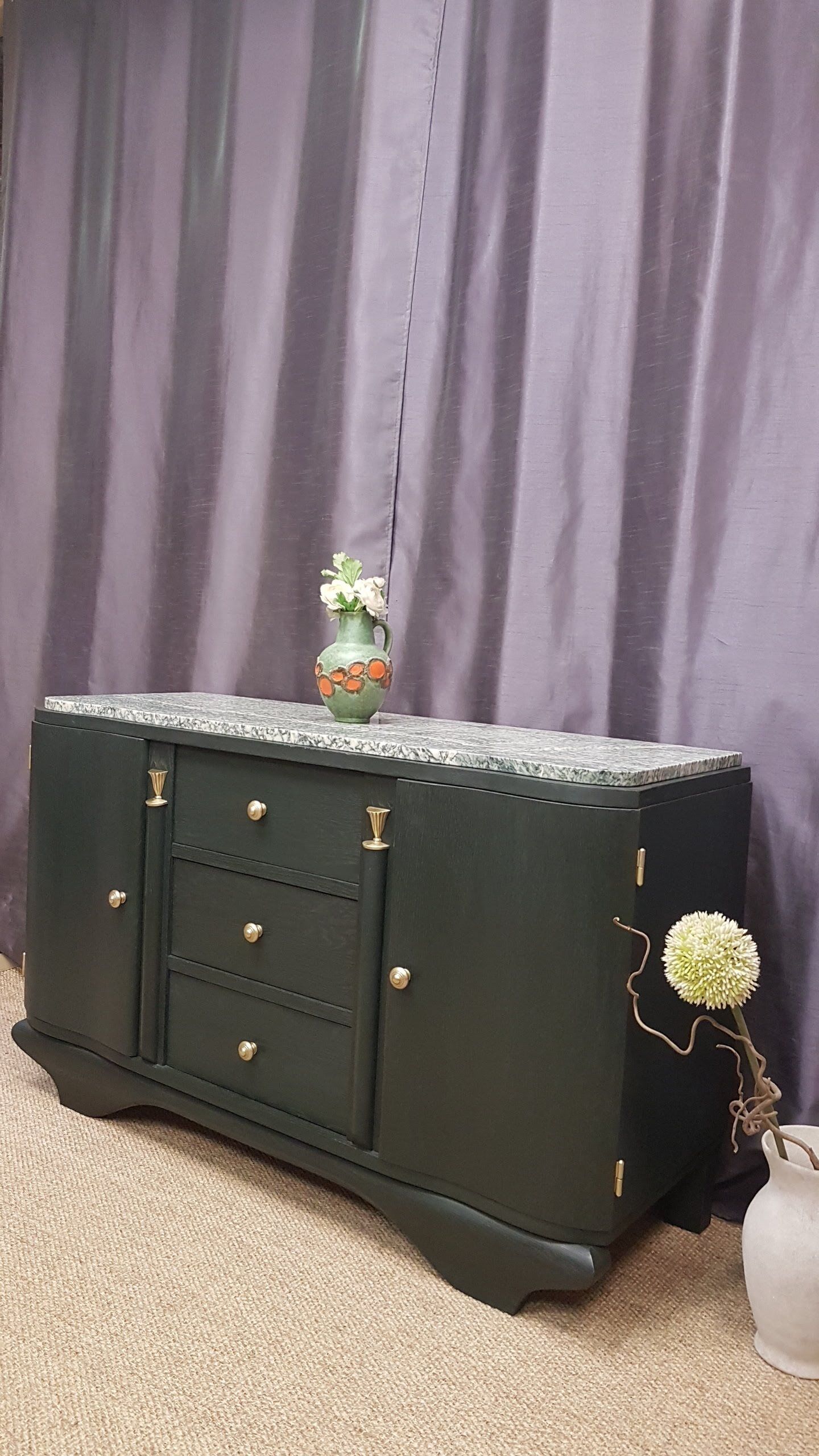 Old art deco chest of drawers restyled wagon green.