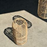 Large lantern-shaped rattan pendant lamp H50 D24