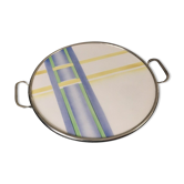 Vintage round tray with 1970s handles