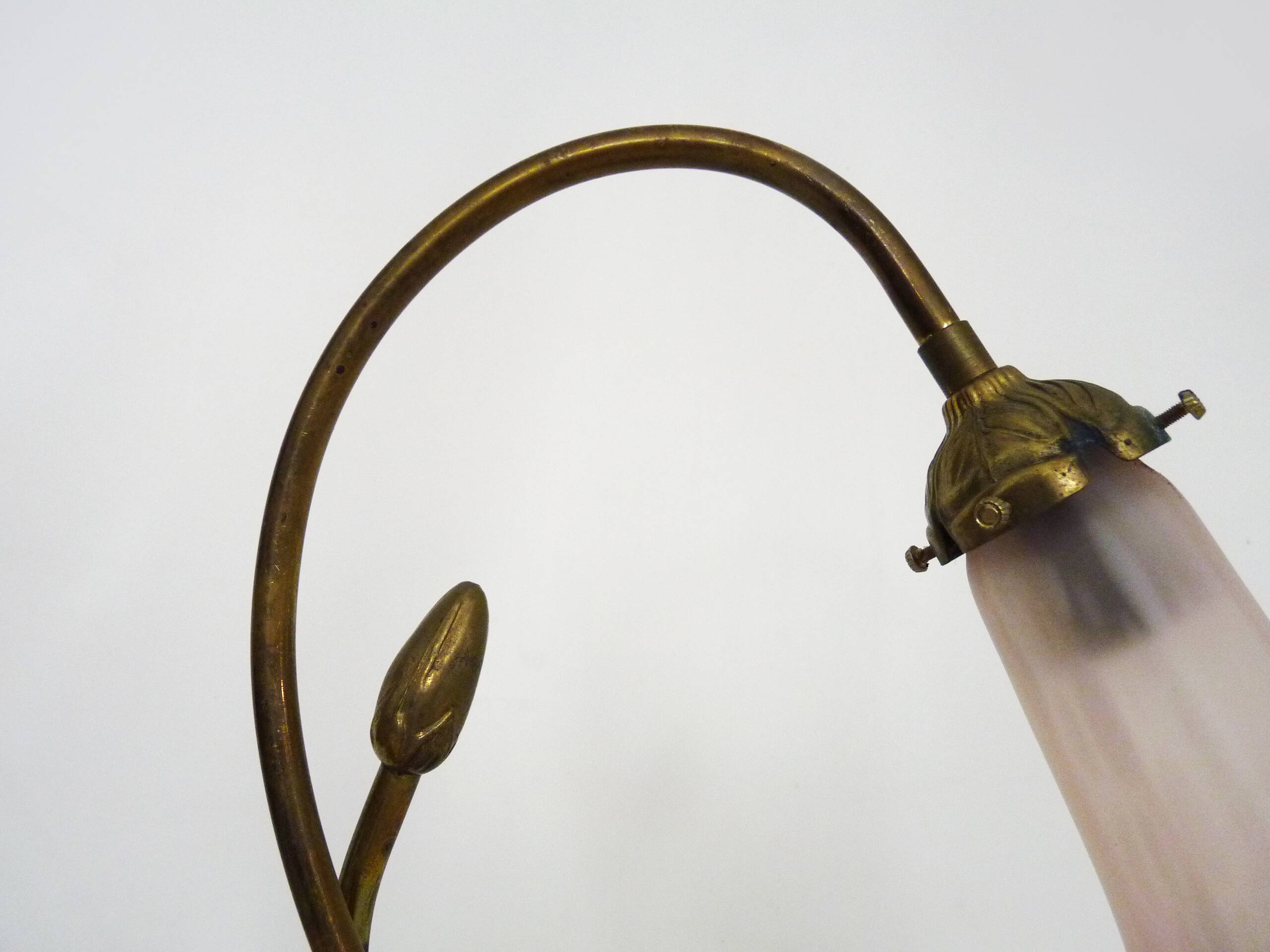 Magnificent water lily floor lamp with pink tulips, 80s art deco style