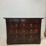 Chest of drawers in wood and gray marble with 4 drawers nineteenth century