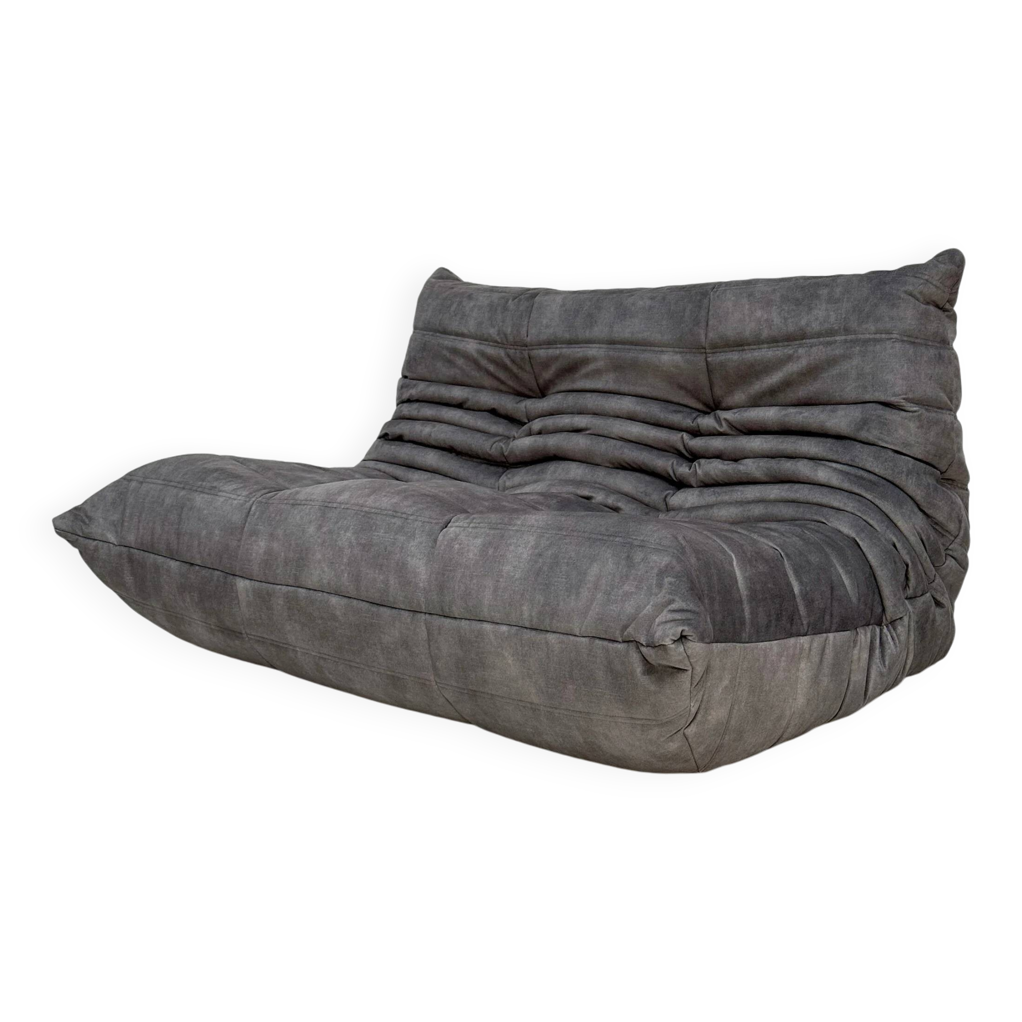 Vintage Original Grey Velvet Togo 2-Seater by Michel Ducaroy - Ligne Roset