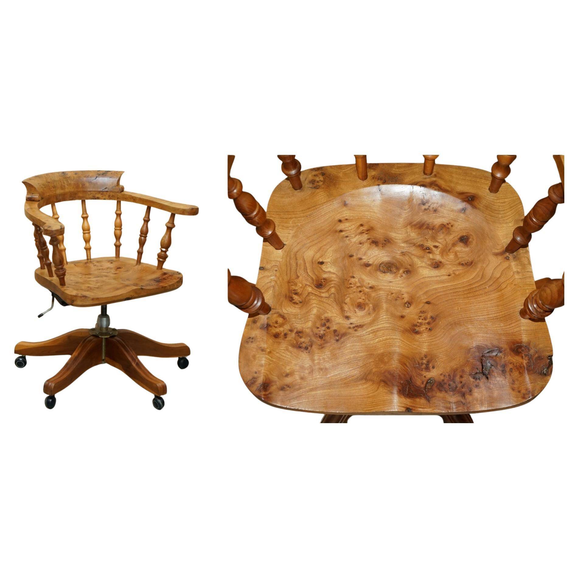 Chaise de bureau pivotante en bois d'if burr - Windsor swivel