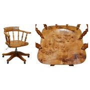 Burr yew wood swivel office chair - Windsor swivel