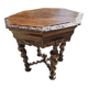 Large octagonal side table in carved solid oak, s