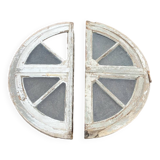 Set of 2: old half-moon wooden transom window