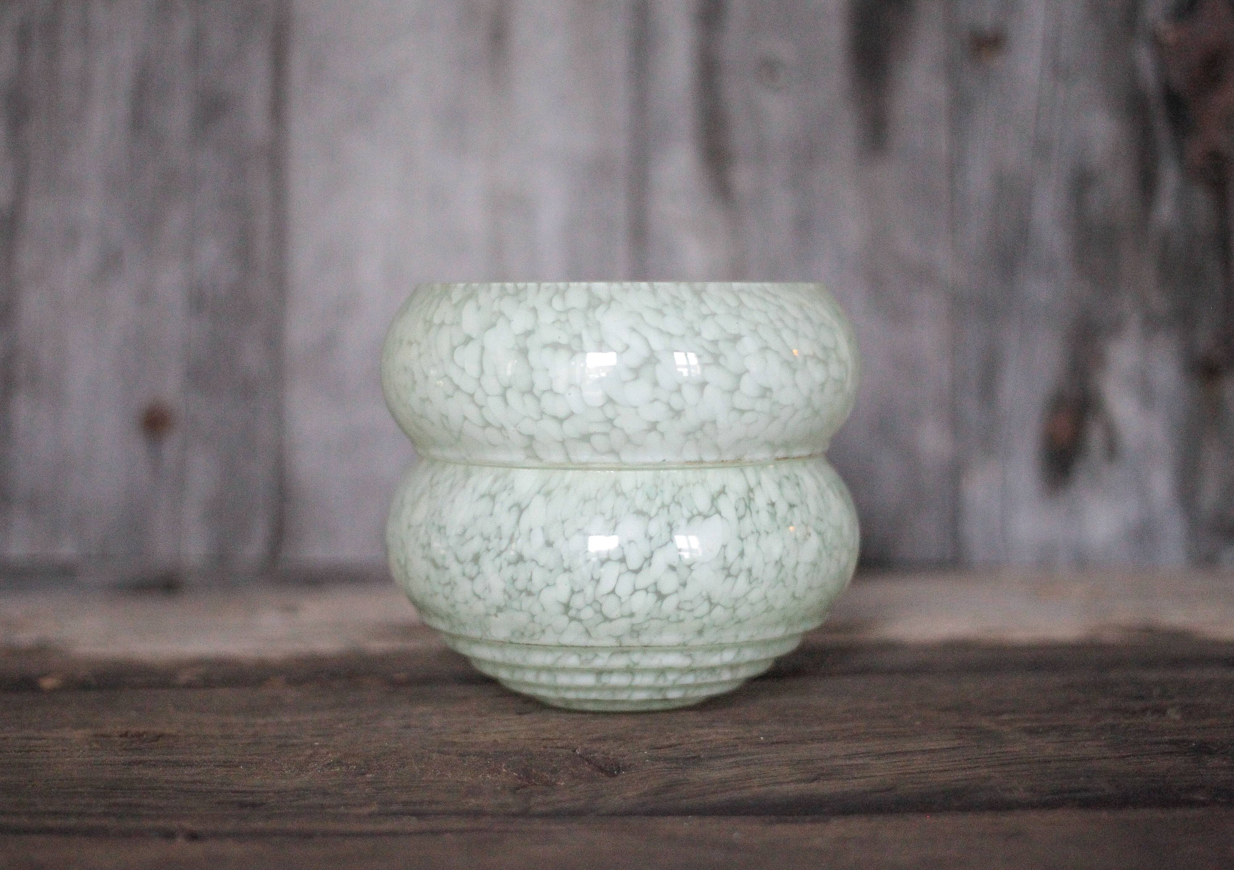 Pair of green Clichy glass lampshades, glass globe for suspension, globe.