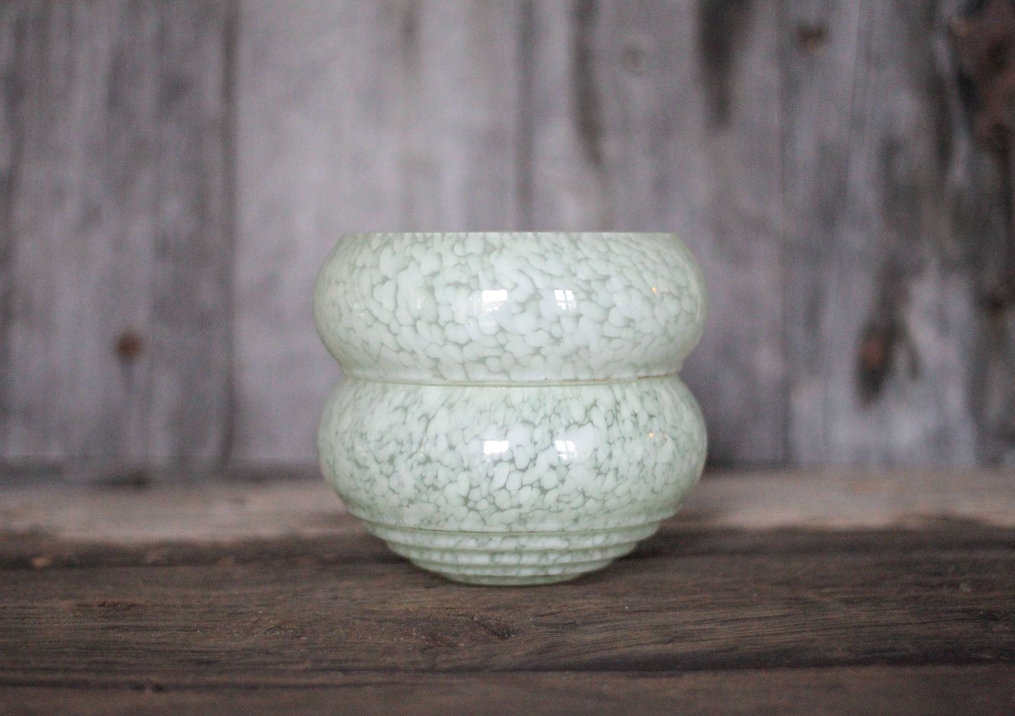 Pair of green Clichy glass lampshades, glass globe for suspension, globe.