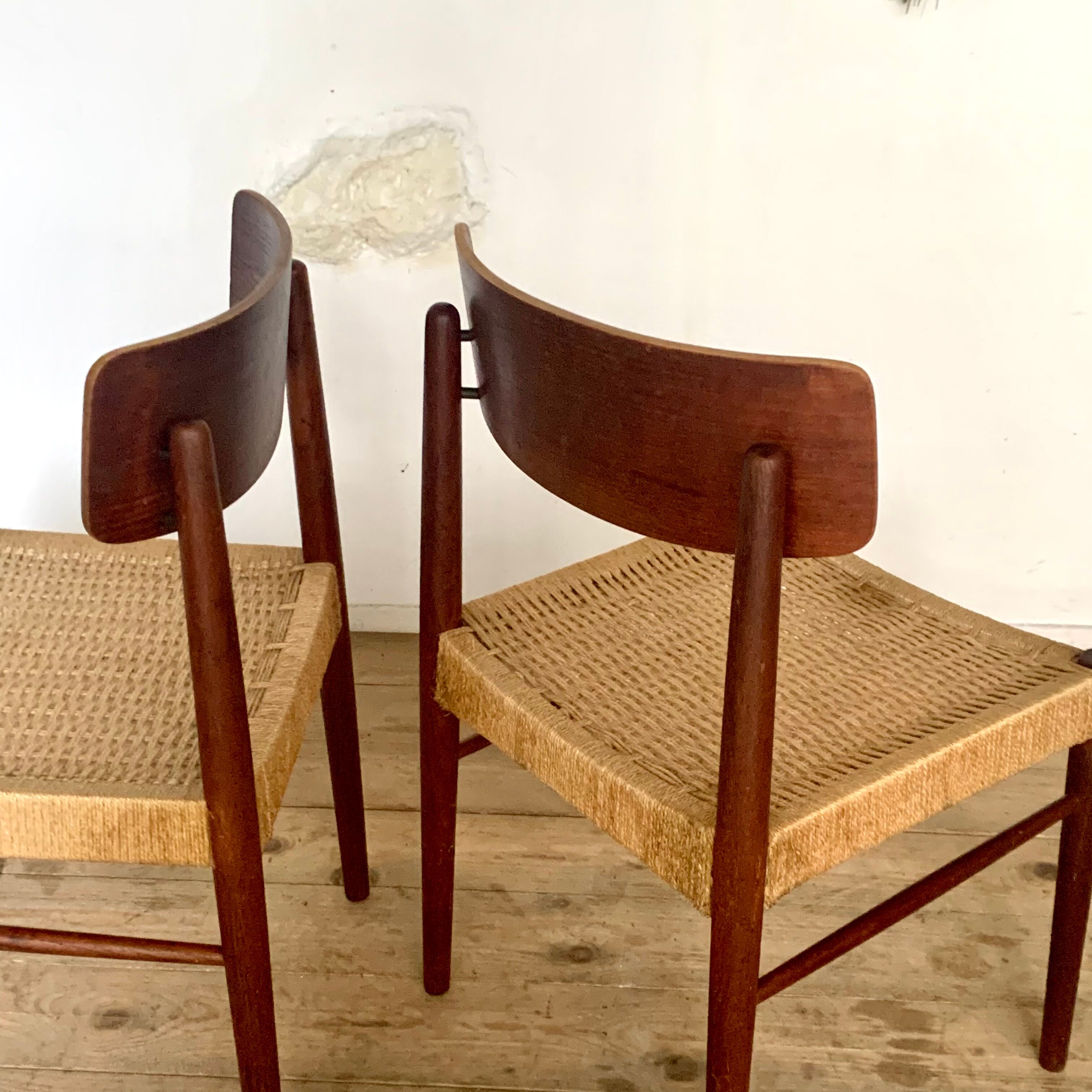 Chaise scandinave vintage en teck et cord