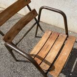 Fauteuil en bois et métal vintage