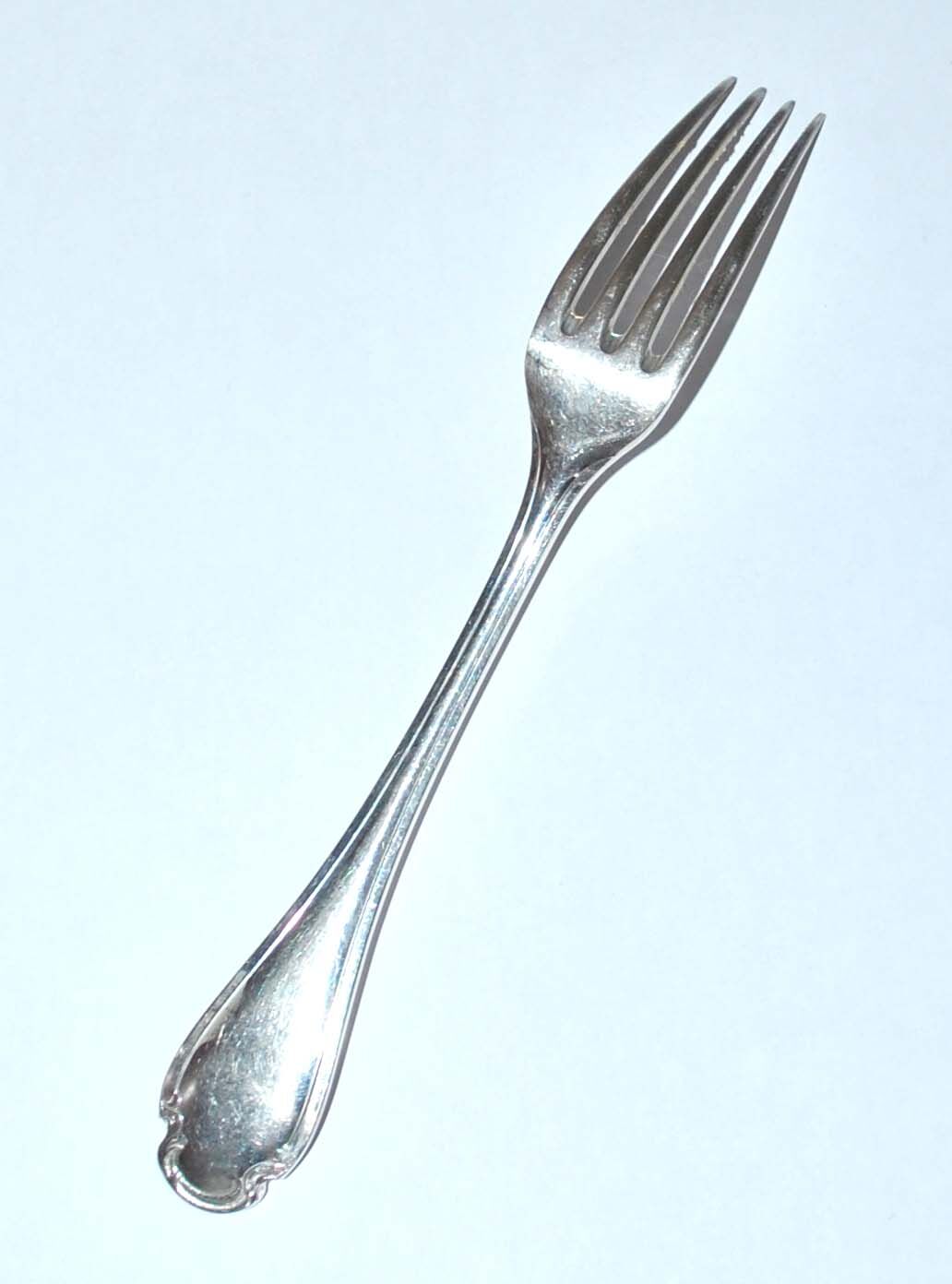 Christofle, series of 6 silver metal table forks - vintage pompadour model 20.5cm