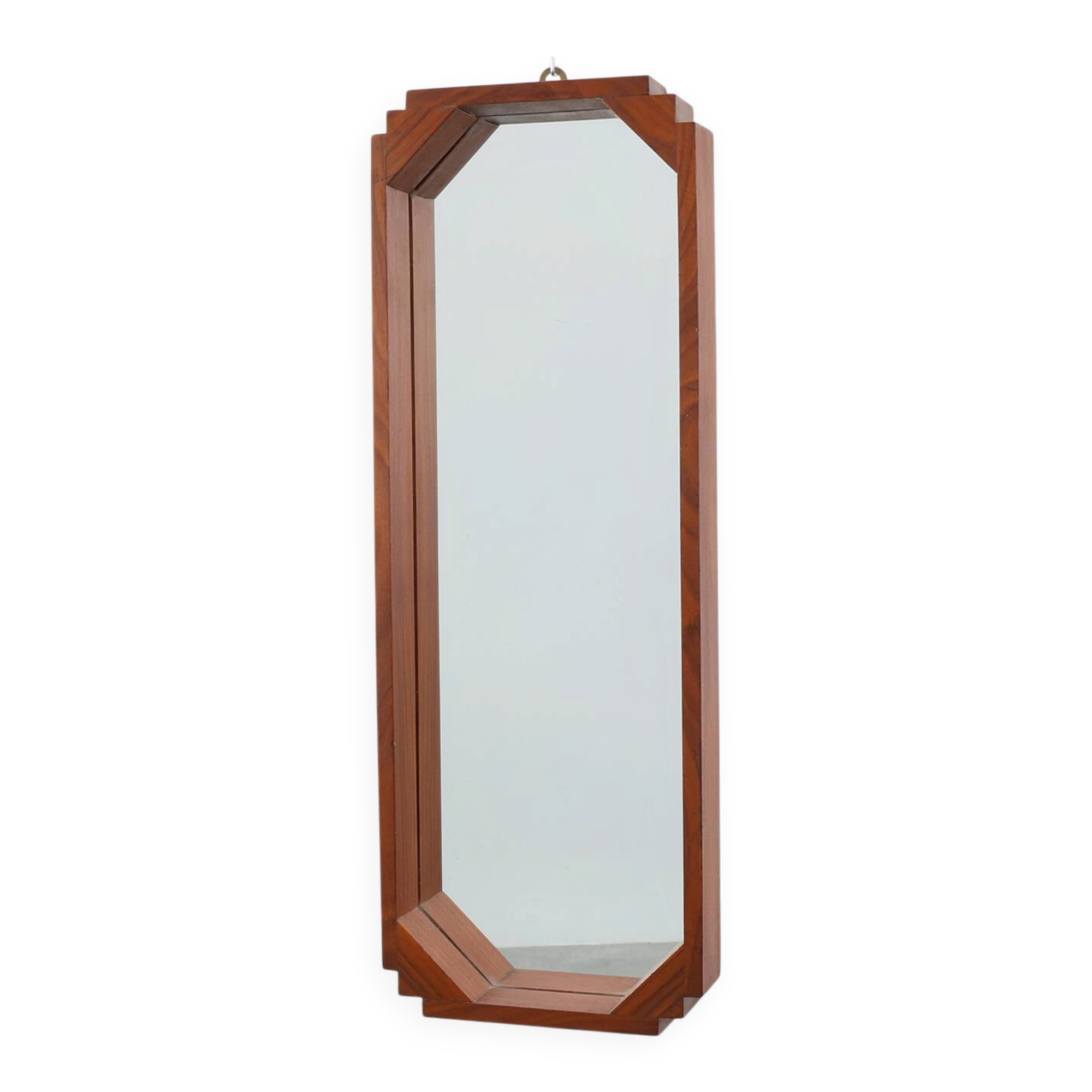 Geometric octagonal wooden Art Deco mirror, Italy ca. 1925