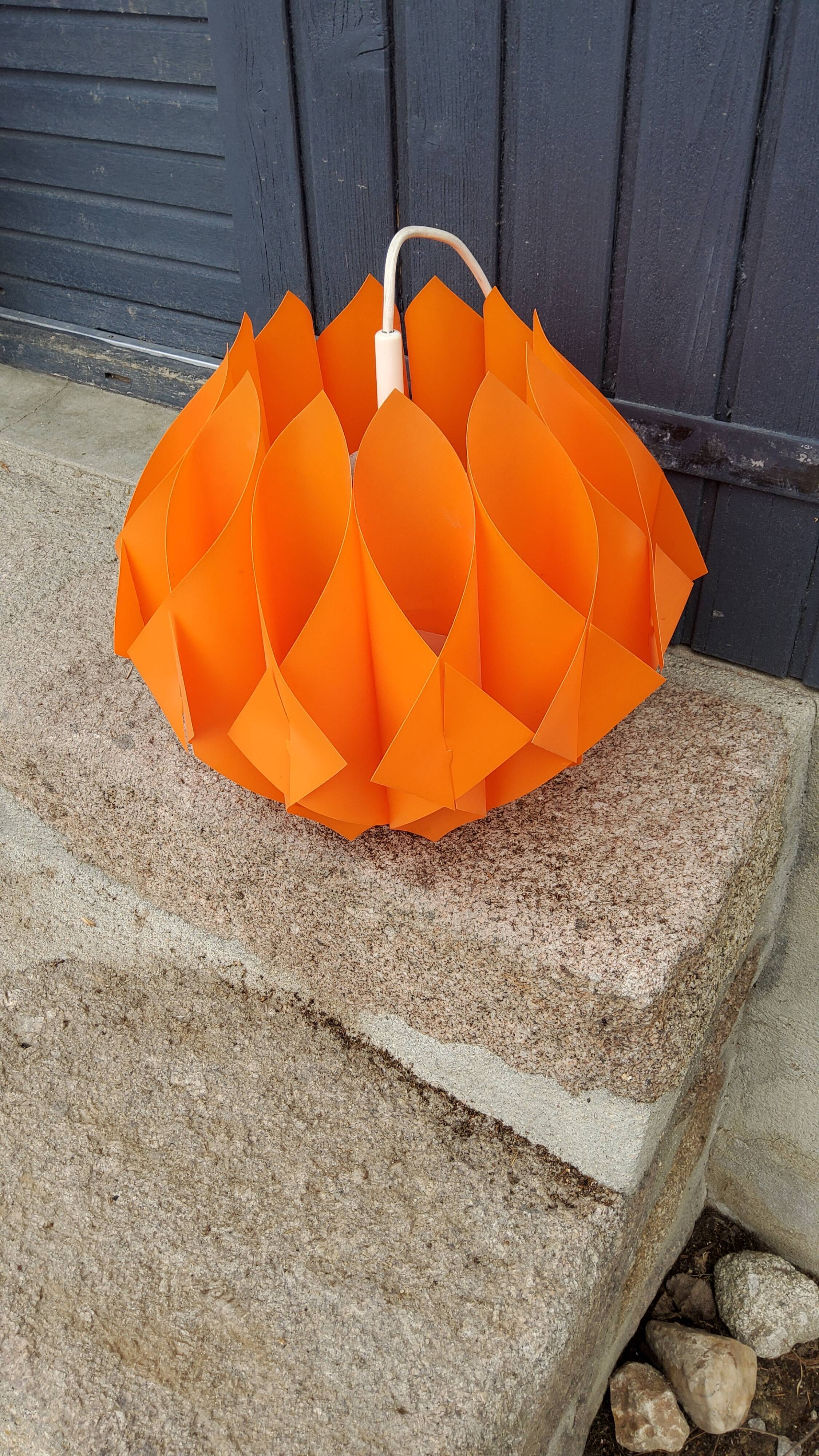 Suspension lamp by Lars Schioler butterfly model Hoyrup Light plastic editor orange 1968