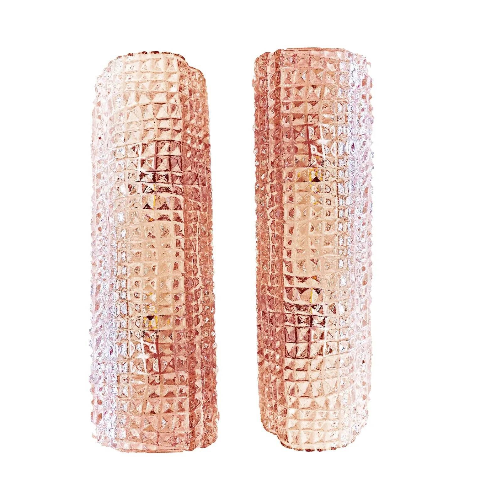 Italian Murano Glass Pink “Cocodrile” Wall Sconces in Modern Organic Style