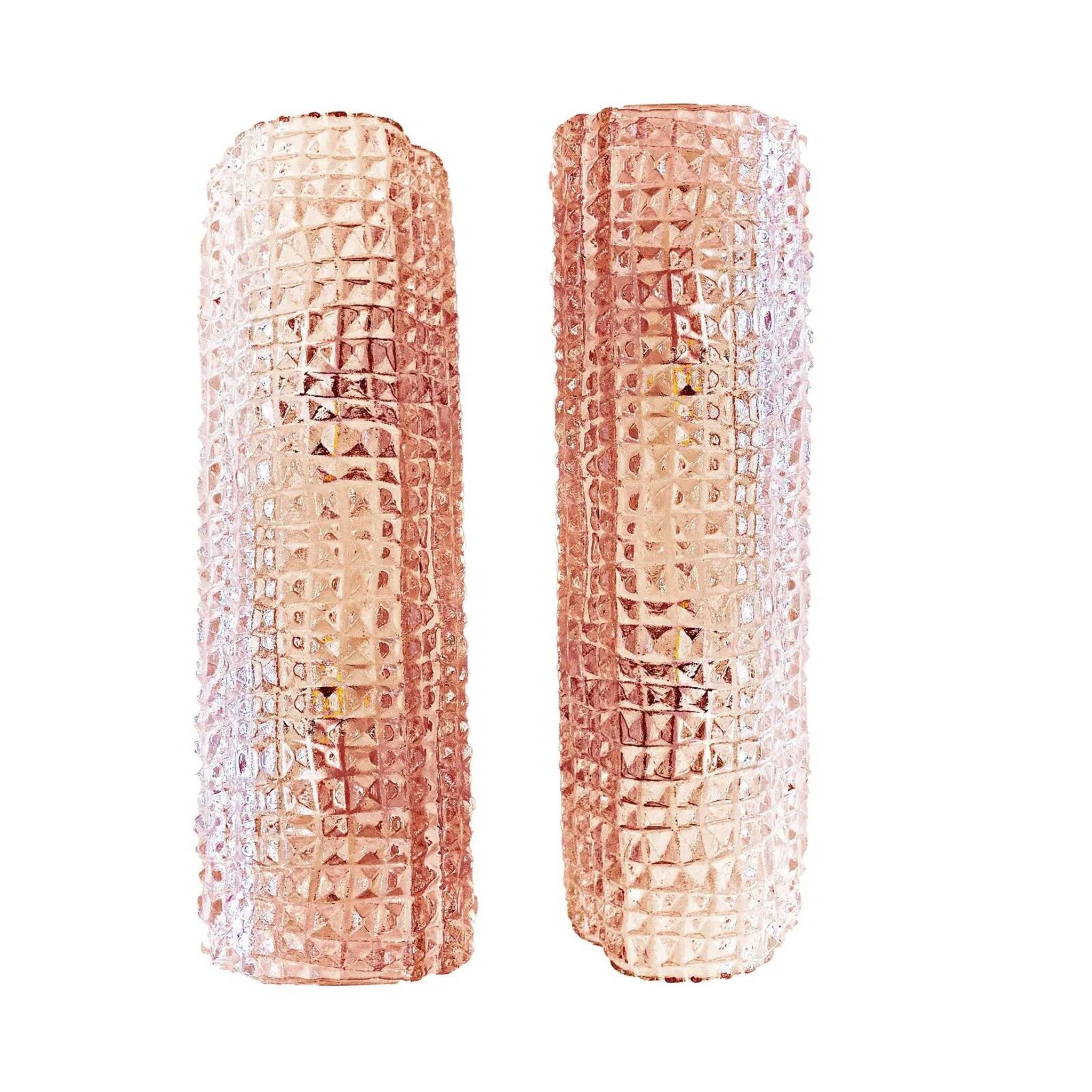 Italian Murano Glass Pink “Cocodrile” Wall Sconces in Modern Organic Style