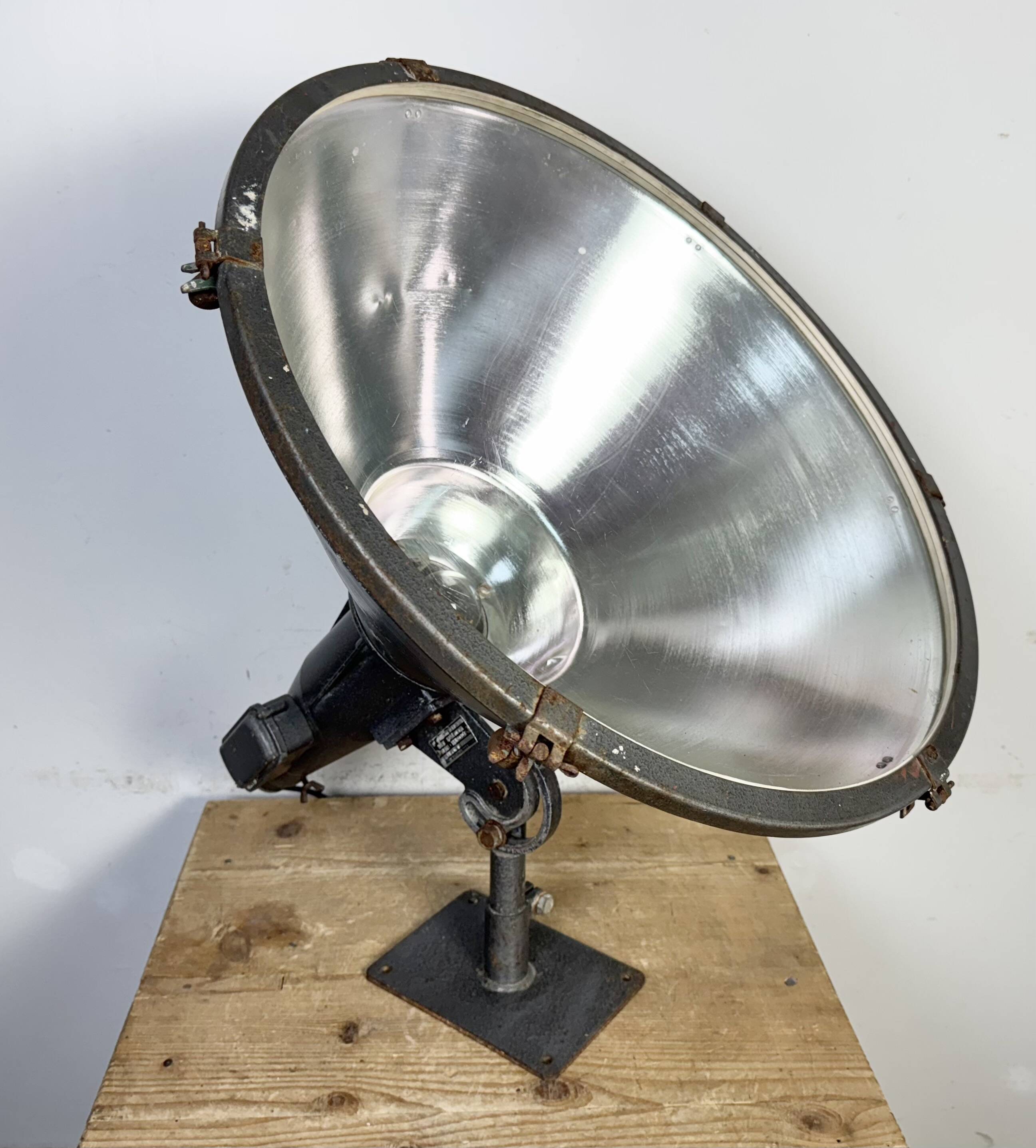 Large Vintage Industrial Aluminium Factory Wall Spotlight, 1970s