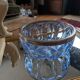 Cut blue glass bowl, silver-plated rim – 1950s-1970s