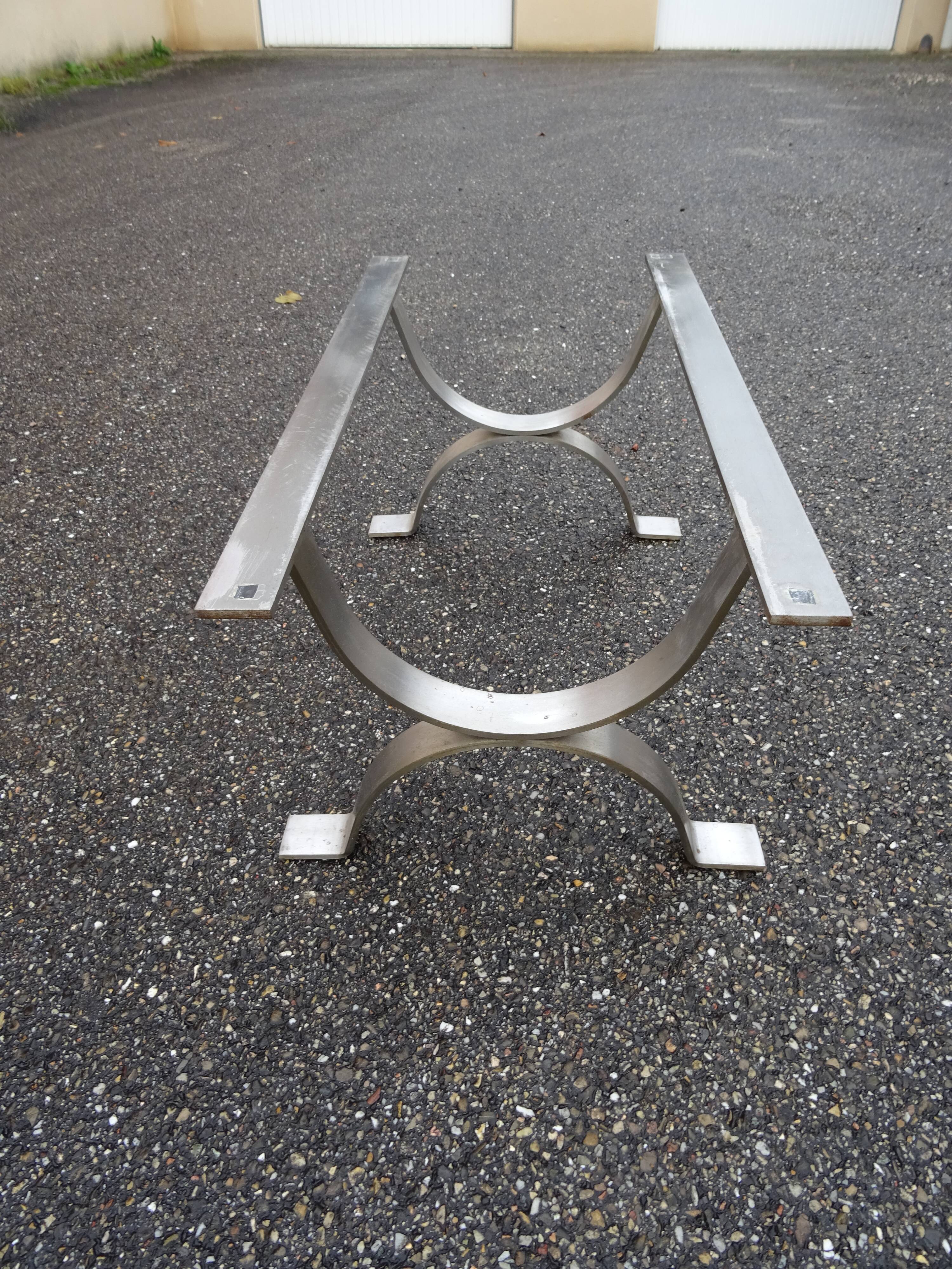 Coffee table in marble and vintage steel design from the 70s