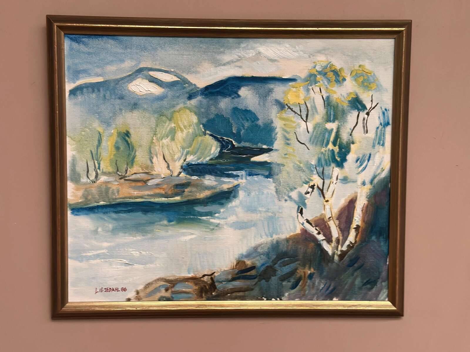 Original Swedish Oil on Canvas – “River” by Liljedahl – Signed – Dated 1986
