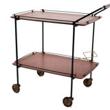 MId-Century Teak Bar Trolley with Bottle Holder, Italy 1960s