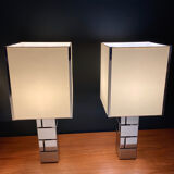 Vintage Curtis Jere table lamp, chrome and white, 1970