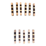 Lot 11 knife rests in ebony and silver-plated metal.