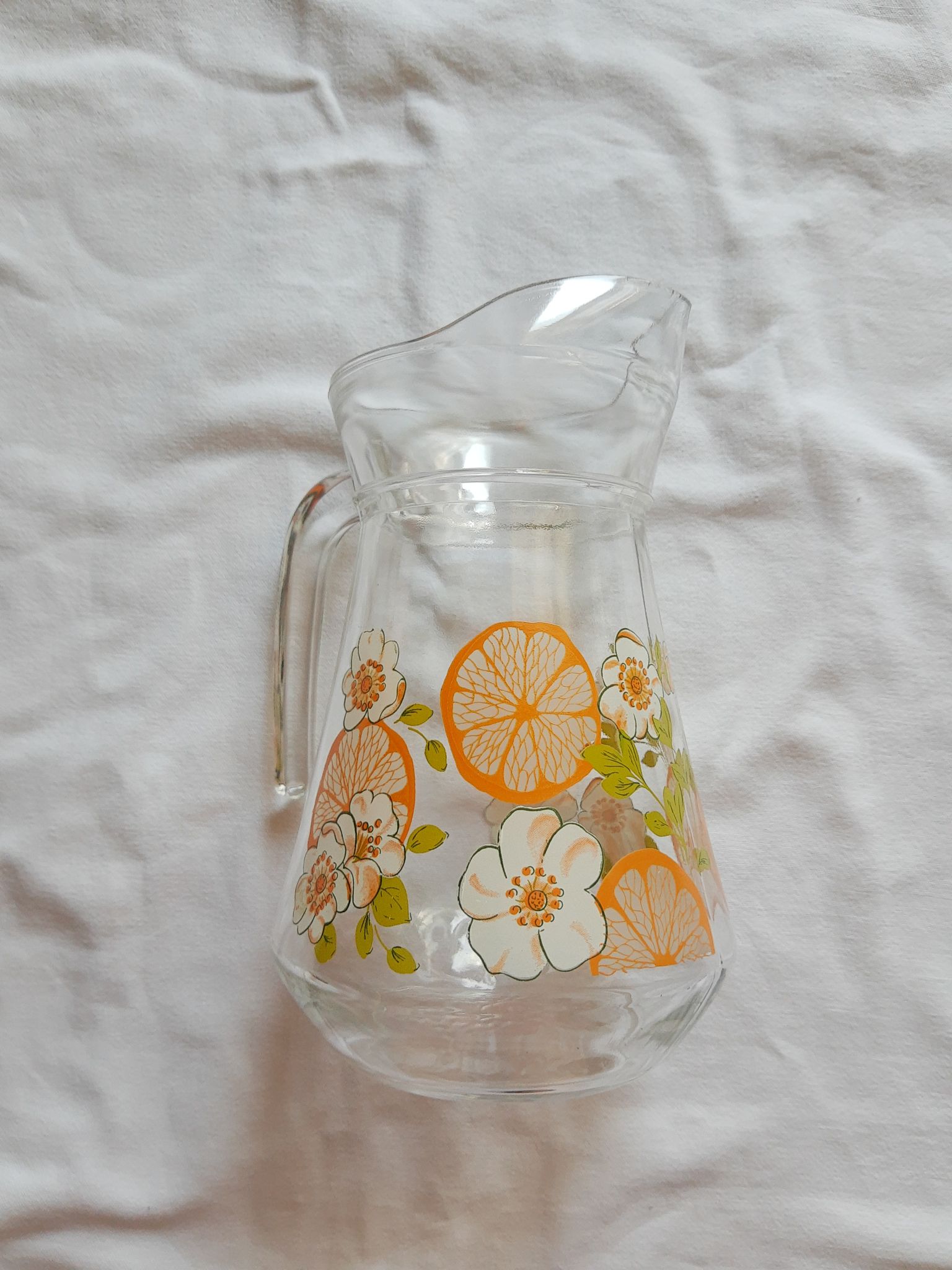 Carafe patterns flowers in glass -vintage