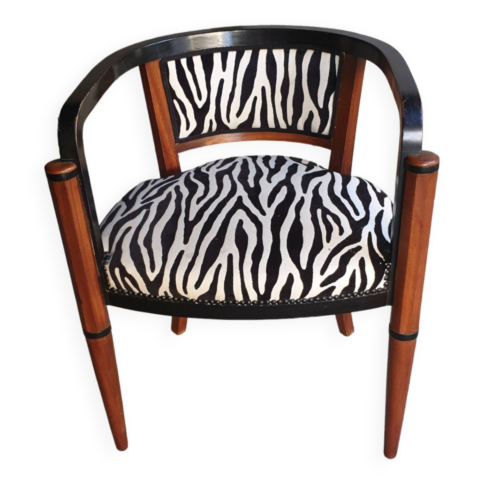 Art deco armchair with zebra tapestry