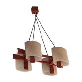 Scandinavian vintage chandelier in teak and perspex