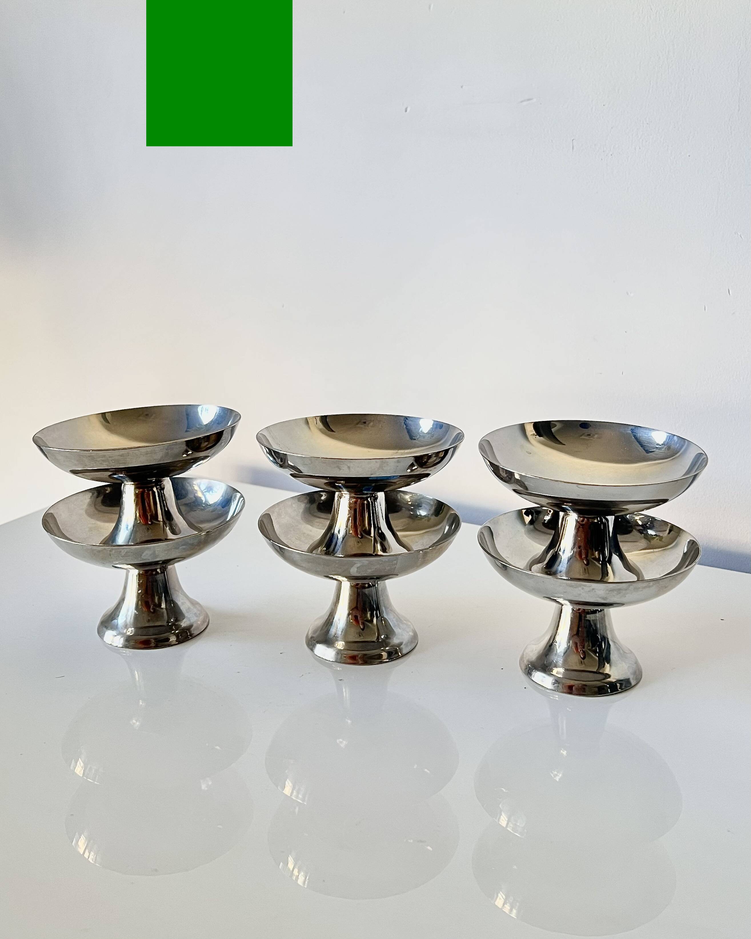 Set of 6 vintage Guy Degrenne stainless steel ice cream or sorbet cups