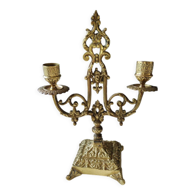 Chandelier d Autel à 2 branches, style Napoléon III, en bronze patine vieil or